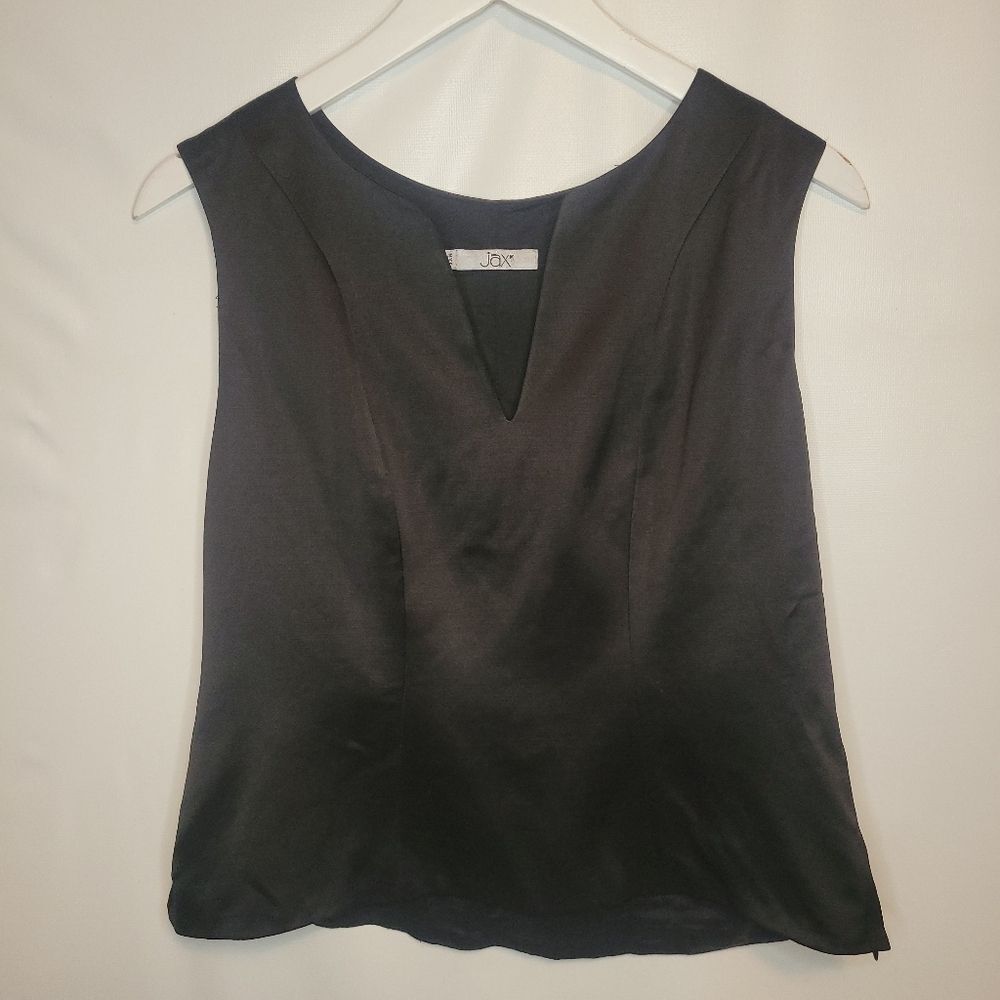 JAX Black V-Notch Sleeveless Lustrous Shell Top
